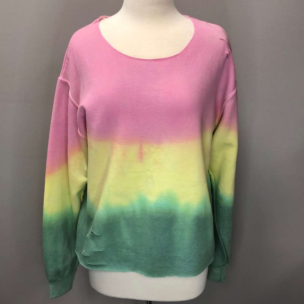 Artifacts Ombré Sweatshirt - Distressed Detail and Extra Round Neck